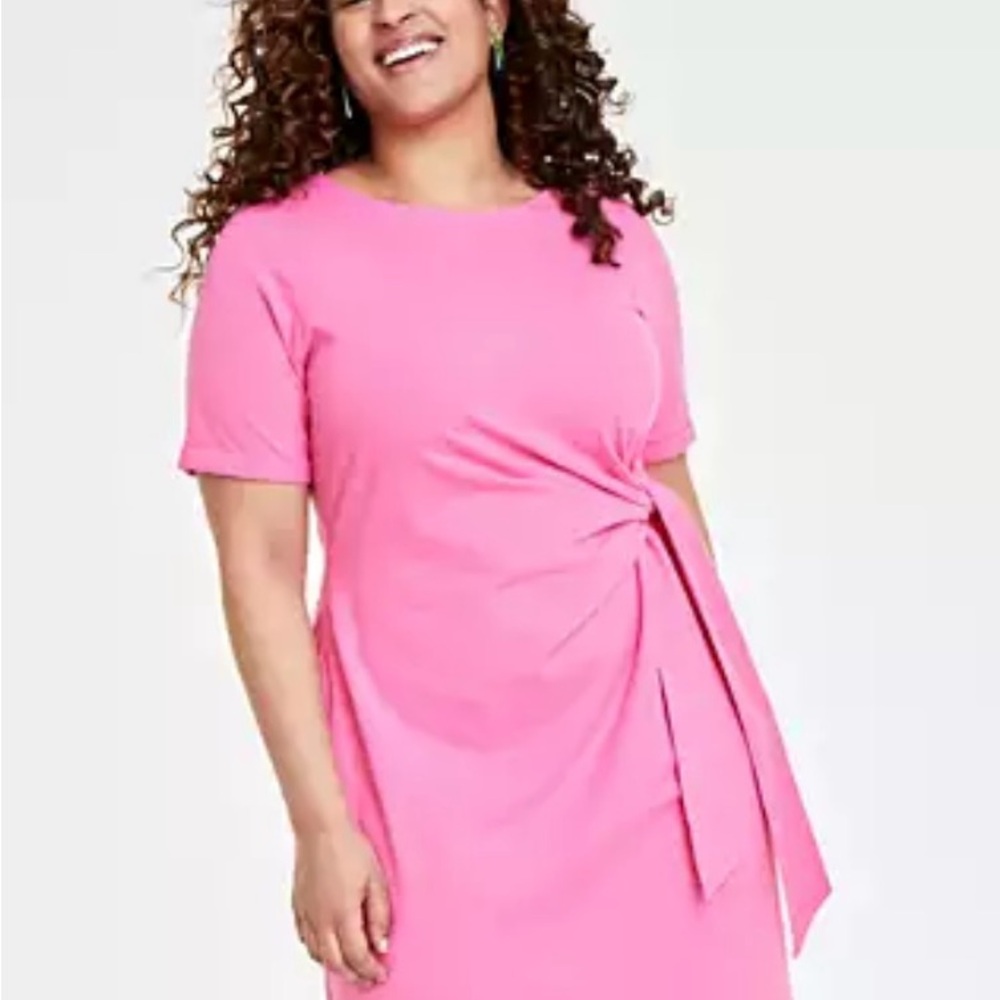 Trendy Plus Size Side-Tie Knit Midi Dress